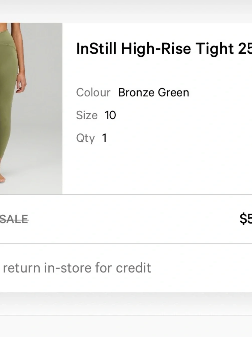 lululemon In Still Green Legging 25 Inch